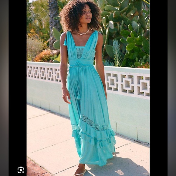 Free People | Dresses | Free People Santa Maria Maxi Dress In Hydra Blue |  Poshmark